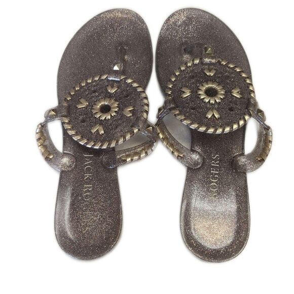 Spartina 449 Jack Rogers Georgica Gold sparkle, slip on sandals 8 - Picture 3 of 6